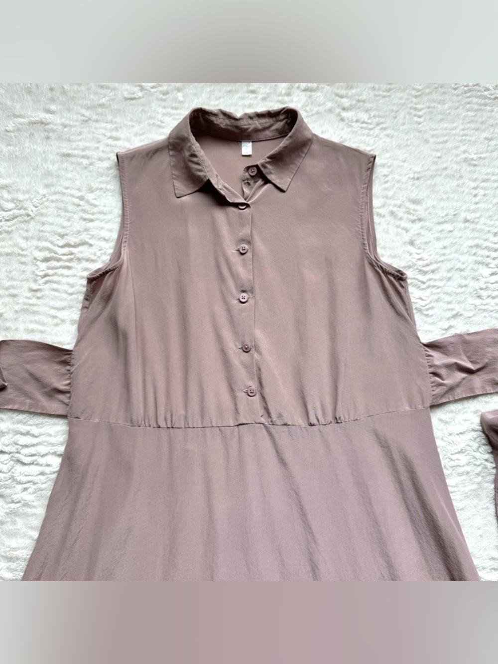 Lilysilk Mulberry Silk Shirtwaist Dress S Collar Belt Minimalist Capsule Mauve - Picture 4 of 14